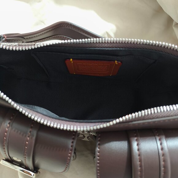 Coach Double-Pocket Brown Saddle Bag - Picture 10 of 12